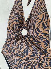 Fortok Fendi Halterneck Swimsuit Women FF Vertigo Motif Lycra Brown - 6