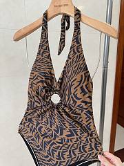 Fortok Fendi Halterneck Swimsuit Women FF Vertigo Motif Lycra Brown - 5