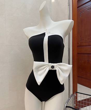 Fortok Chanel Bow Swimsuit Black & White