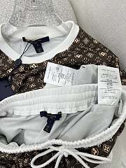 Fortok Louis Vuiton Monogram Short Top & Shorts White & Brown Set - 6