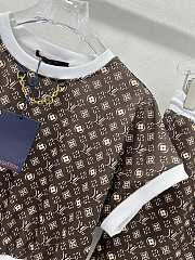 Fortok Louis Vuiton Monogram Short Top & Shorts White & Brown Set - 4
