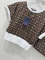 Fortok Louis Vuiton Monogram Short Top & Shorts White & Brown Set - 3
