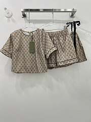 Fortok Gucci Round Neck Short-sleeved Top & Elastic Shorts Set - 1