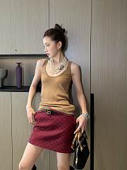 Fortok Gucci Brown Shirt & Red Mini Skirt Set - 1