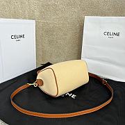 Fortok Celine Triomphe Canvas Small Logo Woven Cowhide Boston Bag Beige 20x15.5x10.5cm - 5