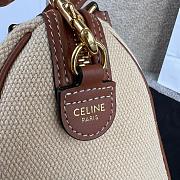 Fortok Celine Triomphe Canvas Small Logo Woven Cowhide Boston Bag Beige 20x15.5x10.5cm - 4