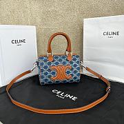 Fortok Celine Denim Triomphe All Over Calfskin Small Boston Bag 20x15.5x10.5cm - 1