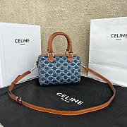 Fortok Celine Denim Triomphe All Over Calfskin Small Boston Bag 20x15.5x10.5cm - 3