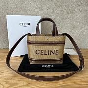 Fortok Celine Cabas Mini Vegetal Effect Fabric and Cow Leather Handbag 23x19x11cm - 1