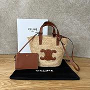 Fortok Celine Teen Weave Cowhide Straw Bucket Bag 21.5x22x13cm - 1