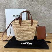 Fortok Celine Teen Weave Cowhide Straw Bucket Bag 21.5x22x13cm - 4