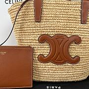 Fortok Celine Teen Weave Cowhide Straw Bucket Bag 21.5x22x13cm - 5