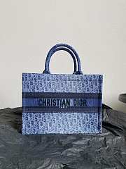 Fortok Dior Book Tote Blue Denim Oblique Jacquard 36x28x16cm - 2