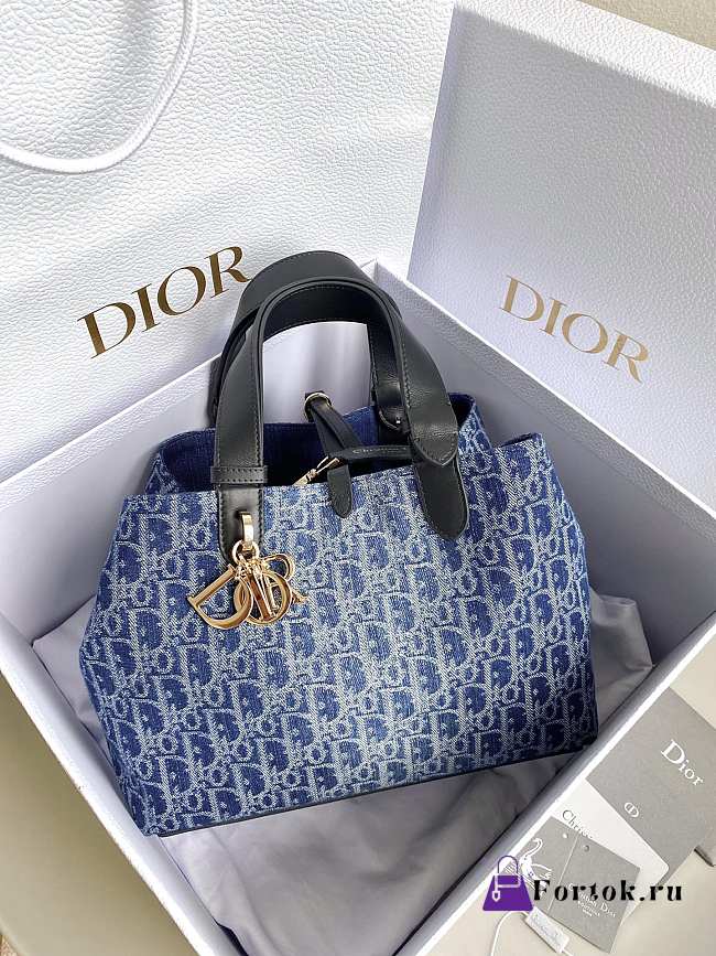 Fortok Dior Toujours Bag Blue Denim 28.5×19×21.5cm - 1