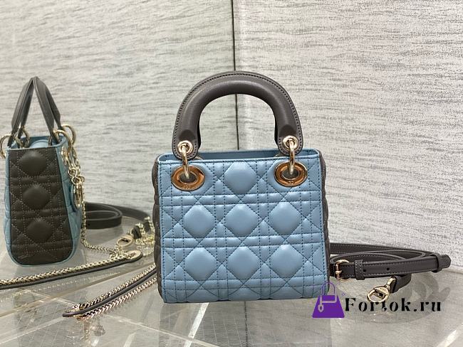 Fortok Dior Classic Lady Diana Bag Blue & Grey 17x7x15cm - 1