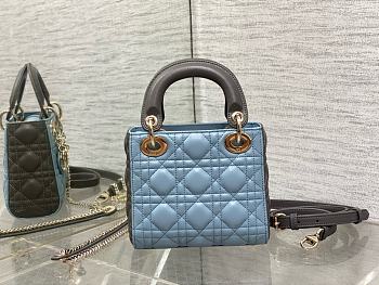 Fortok Dior Classic Lady Diana Bag Blue & Grey 17x7x15cm