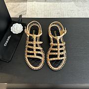 Fortok Chanel Chain Flat Sandals in Beige - 1