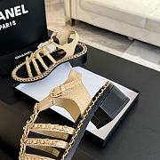 Fortok Chanel Chain Flat Sandals in Beige - 2