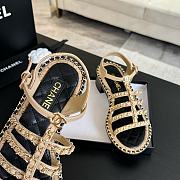 Fortok Chanel Chain Flat Sandals in Beige - 3
