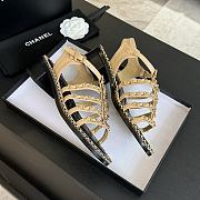 Fortok Chanel Chain Flat Sandals in Beige - 4