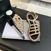 Fortok Chanel Chain Flat Sandals in Beige - 5