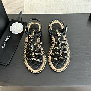 Fortok Chanel Chain Flat Sandals in Black - 1