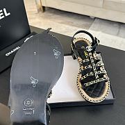 Fortok Chanel Chain Flat Sandals in Black - 2