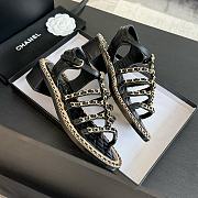 Fortok Chanel Chain Flat Sandals in Black - 6
