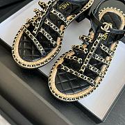 Fortok Chanel Chain Flat Sandals in Black - 5