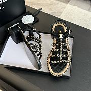 Fortok Chanel Chain Flat Sandals in Black - 4