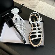 Fortok Chanel Chain Flat Sandals in White - 6