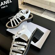 Fortok Chanel Chain Flat Sandals in White - 5
