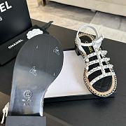 Fortok Chanel Chain Flat Sandals in White - 4