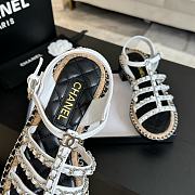 Fortok Chanel Chain Flat Sandals in White - 3