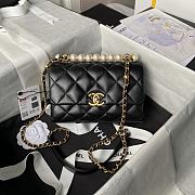 Fortok Chanel Mini Flap Bag Black With Pearl Top Handle AS5001 12.5×19×7cm - 1