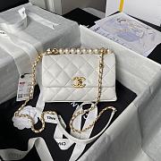 Fortok Chanel Mini Flap Bag White With Pearl Top Handle AS5001 12.5×19×7cm - 1