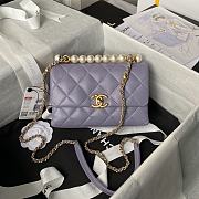 Fortok Chanel Mini Flap Bag Purple With Pearl Top Handle AS5001 12.5×19×7cm - 1