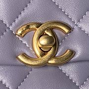 Fortok Chanel Mini Flap Bag Purple With Pearl Top Handle AS5001 12.5×19×7cm - 6