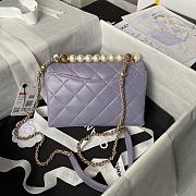 Fortok Chanel Mini Flap Bag Purple With Pearl Top Handle AS5001 12.5×19×7cm - 4