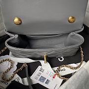 Fortok Chanel Mini Flap Bag Grey With Pearl Top Handle AS5001 12.5×19×7cm - 6