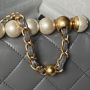 Fortok Chanel Mini Flap Bag Grey With Pearl Top Handle AS5001 12.5×19×7cm - 2