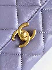 Fortok Chanel Mini Flap Bag Shiny Lambskin, Faux Pearls & Gold Metallic Purple AS4986 13x20x7.5cm - 5