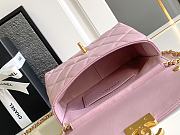 Fortok Chanel Mini Flap Bag Shiny Lambskin, Faux Pearls & Gold Metallic Pink AS4986 13x20x7.5cm - 5