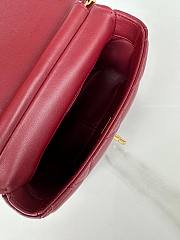 Fortok Chanel Mini Flap Bag Shiny Lambskin, Faux Pearls & Gold Metallic Burgundy AS4986 13x20x7.5cm - 5