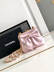 Fortok Chanel Bow Clutch With Chain Pink 13x10x3.5cm - 1