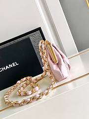 Fortok Chanel Bow Clutch With Chain Pink 13x10x3.5cm - 2