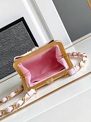 Fortok Chanel Bow Clutch With Chain Pink 13x10x3.5cm - 5