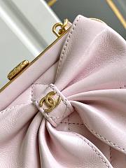 Fortok Chanel Bow Clutch With Chain Pink 13x10x3.5cm - 6