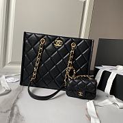 Fortok Chanel Shopping Bag Grained Calfskin & Gold Metal Black AS4940 24×30.5×10cm  - 1