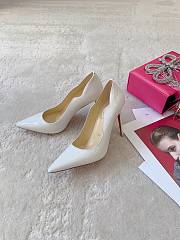 Fortok Christian Louboutin Hot Chick Patent Leather Pumps White - 1